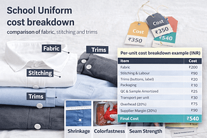 school uniform cost breakdown — comparison of fabric, stitching and trims