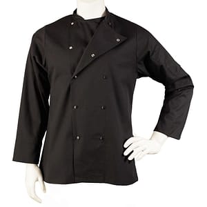 black chef coat uniform professional kitchen workwear jacket
