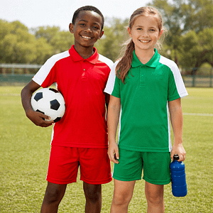 School sports uniform set with T-shirt and shorts for bulk school orders