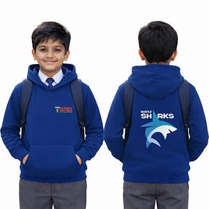 MRIS clan hoodie blue Water Sharks uniform for students by Manav Rachna school winter wear