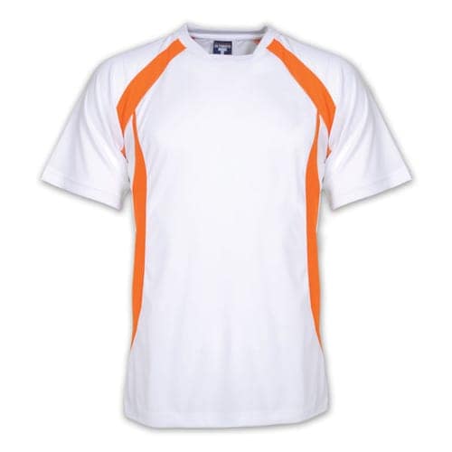 polyester sports uniform t shirt School sports T-shirt white and orange dry-fit uniform for students with breathable athletic fabric