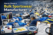 Sportswear manufacturer inspecting fabric and stitching for bulk production