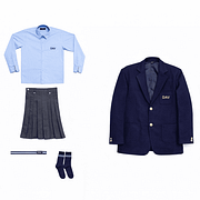 girls winter uniform DAV new uniform set - navy blazer and pleated skirt