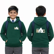MRIS clan hoodie green Forest Rhinos uniform for students by Manav Rachna school winter wear